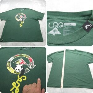 LRG Shirt Mens 2XL Green Panda Graphic Print Cotton Short Sleeve Crew Neck
